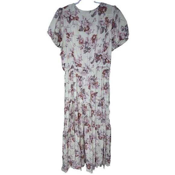 Christy Dawn Ivory Floral Tiered Maxi Dress Size M/L Recycled Deadstock Fabric - Picture 2 of 12